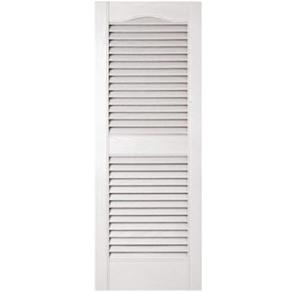 Sleep Ez 010140039001 15 x 39 in. Vinyl Arched Top Center Rail Louvered Shutters, White SL1636655